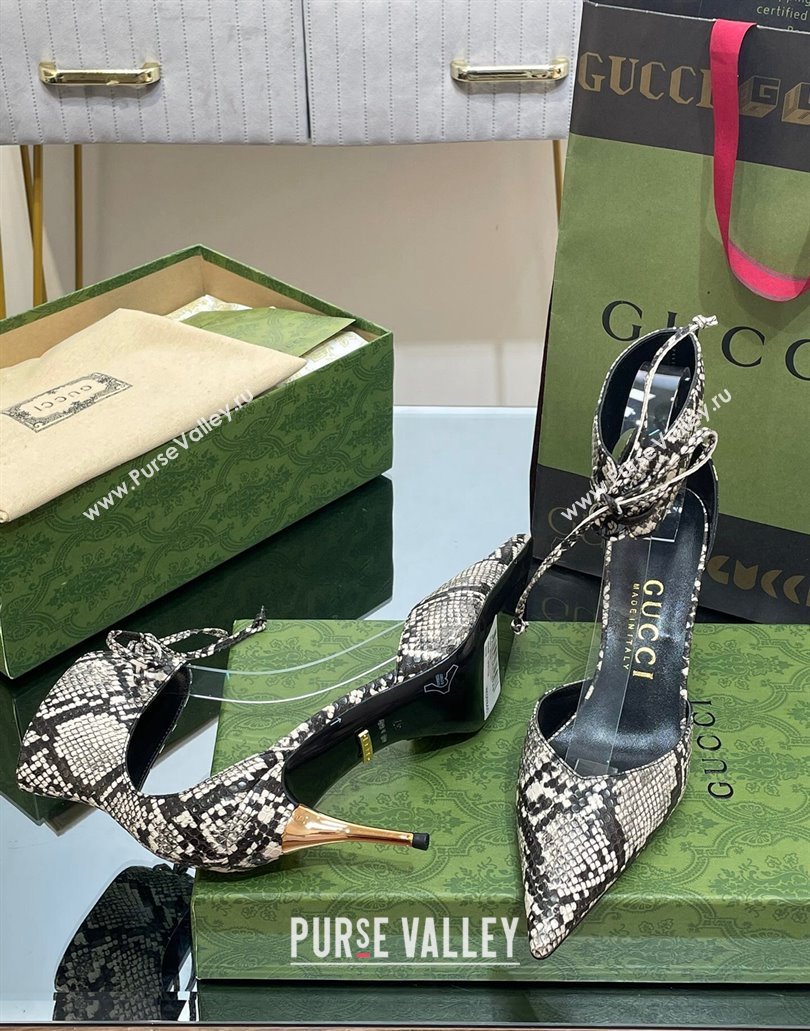 Gucci Heel 8.5cm leather Womens high heel pumps 717159 Python Pattern 2024 (SS-23120703)