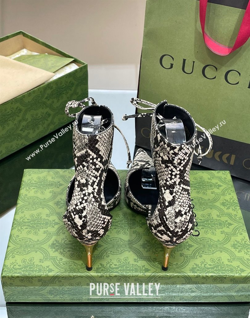 Gucci Heel 8.5cm leather Womens high heel pumps 717159 Python Pattern 2024 (SS-23120703)