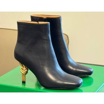 Bottega Veneta Heel 8cm Leather Knot Ankle Boots Black 2024 (modeng-23120811)