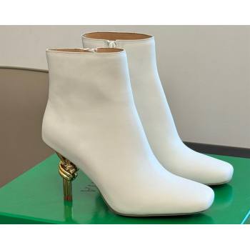 Bottega Veneta Heel 8cm Leather Knot Ankle Boots White 2024 (modeng-23120812)