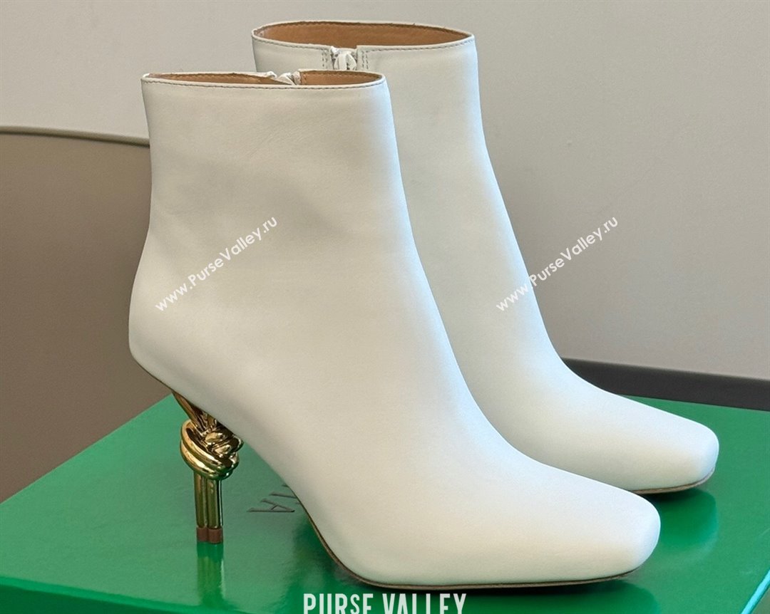 Bottega Veneta Heel 8cm Leather Knot Ankle Boots White 2024 (modeng-23120812)