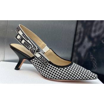 Dior Heel 6.5cm JAdior Slingback Pumps in Black and White Micro-Houndstooth Embroidered Cotton 2024 (modeng-23120848)