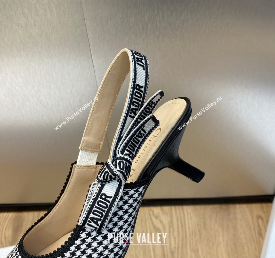 Dior Heel 6.5cm JAdior Slingback Pumps in Black and White Micro-Houndstooth Embroidered Cotton 2024 (modeng-23120848)