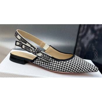 Dior JAdior Slingback Ballerina Flats in Black and White Micro-Houndstooth Embroidered Cotton 2024 (modeng-23120849)