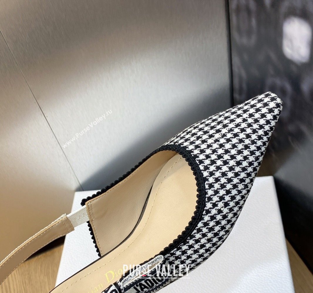 Dior JAdior Slingback Ballerina Flats in Black and White Micro-Houndstooth Embroidered Cotton 2024 (modeng-23120849)
