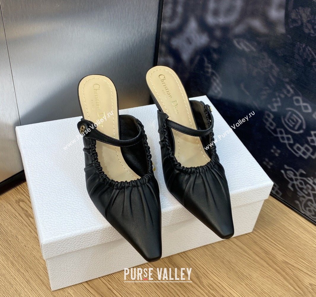 Dior Heel 7cm D-Fame Heeled Mules in Calfskin Black 2024 (modeng-23120924)