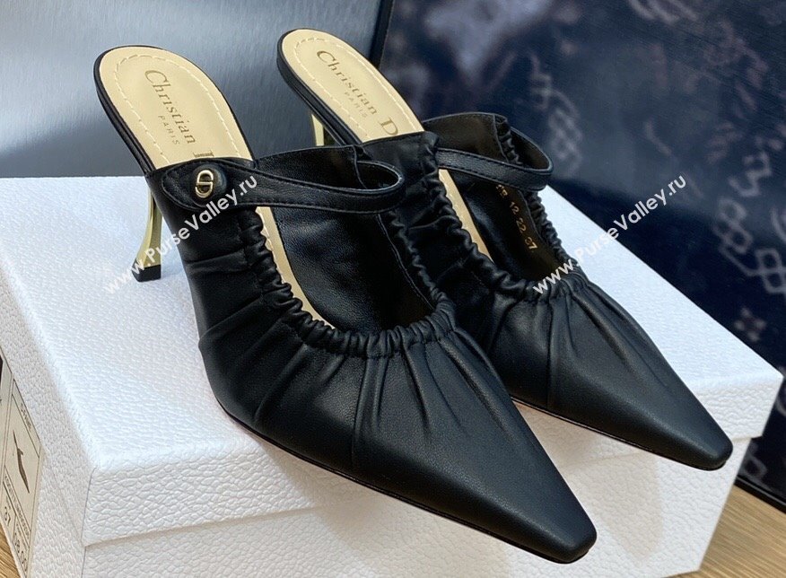 Dior Heel 7cm D-Fame Heeled Mules in Calfskin Black 2024 (modeng-23120924)