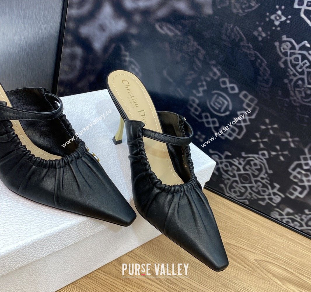 Dior Heel 7cm D-Fame Heeled Mules in Calfskin Black 2024 (modeng-23120924)