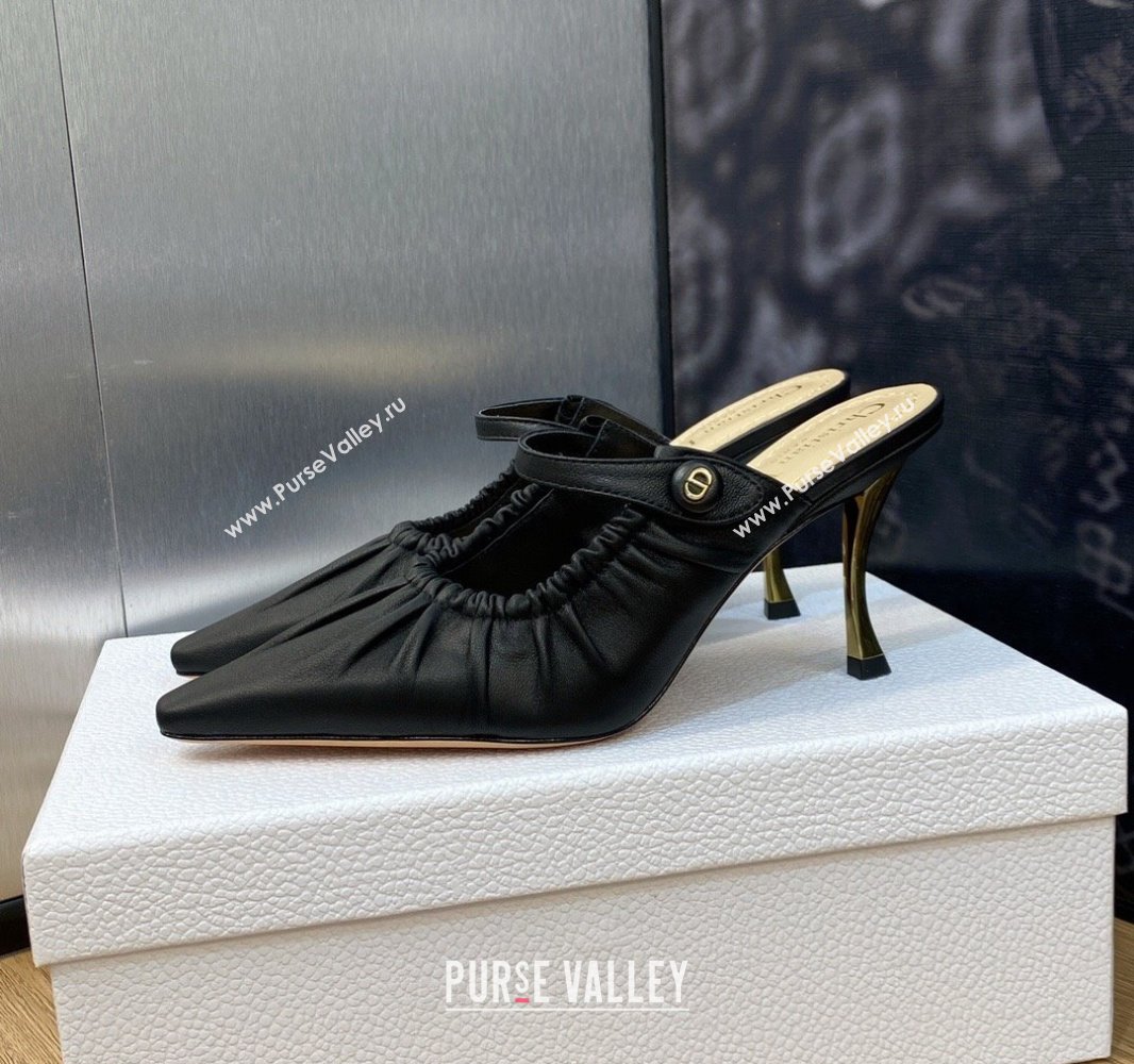 Dior Heel 7cm D-Fame Heeled Mules in Calfskin Black 2024 (modeng-23120924)