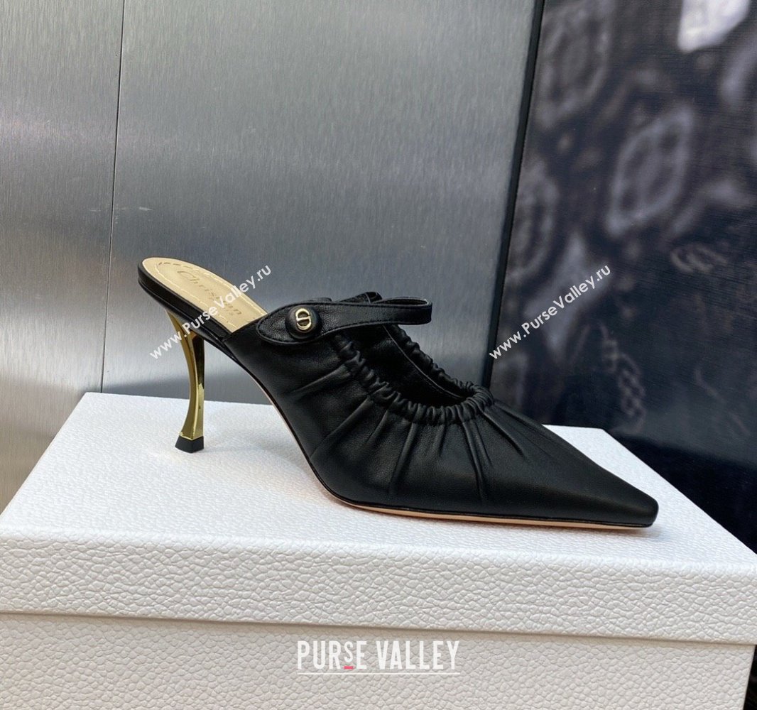 Dior Heel 7cm D-Fame Heeled Mules in Calfskin Black 2024 (modeng-23120924)