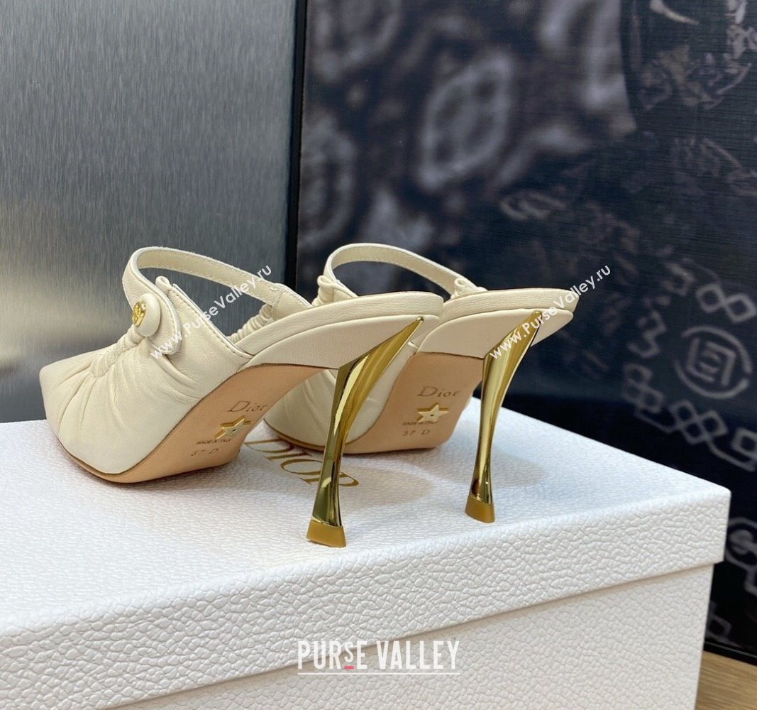 Dior Heel 7cm D-Fame Heeled Mules in Calfskin White 2024 (modeng-23120925)