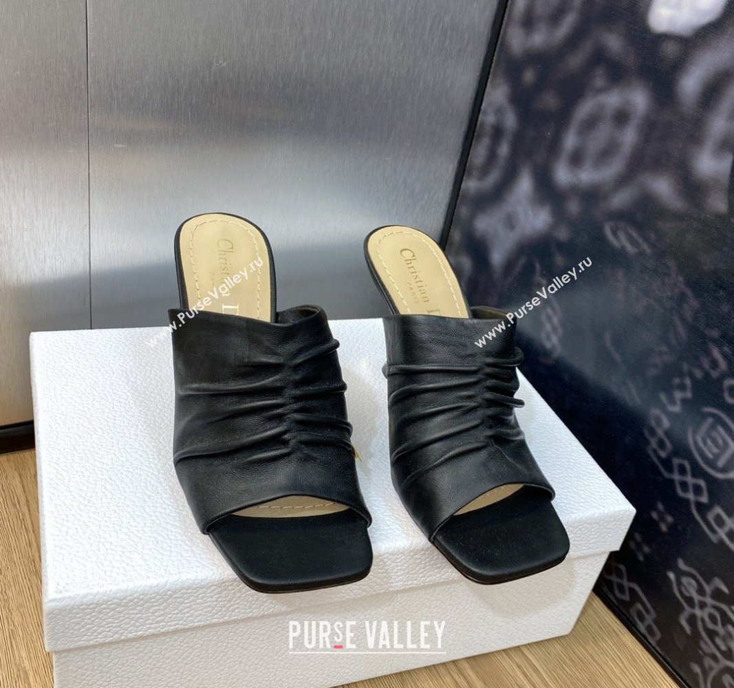 Dior Heel 7cm D-Fame Open-Toe Heeled Sandals in Calfskin Black 2024 (modeng-23120926)