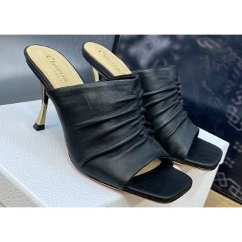 Dior Heel 7cm D-Fame Open-Toe Heeled Sandals in Calfskin Black 2024 (modeng-23120926)