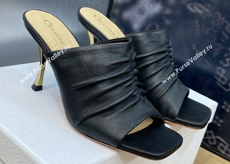 Dior Heel 7cm D-Fame Open-Toe Heeled Sandals in Calfskin Black 2024 (modeng-23120926)