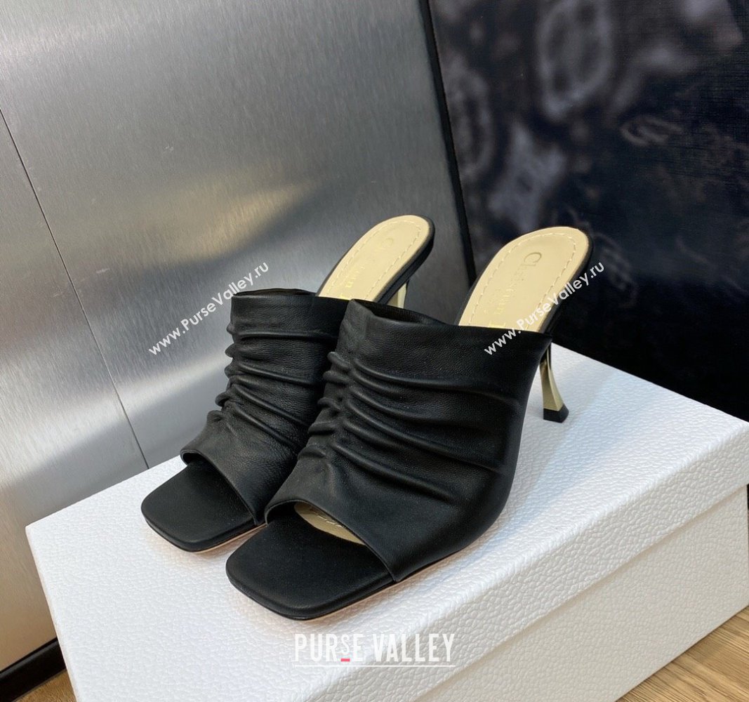 Dior Heel 7cm D-Fame Open-Toe Heeled Sandals in Calfskin Black 2024 (modeng-23120926)