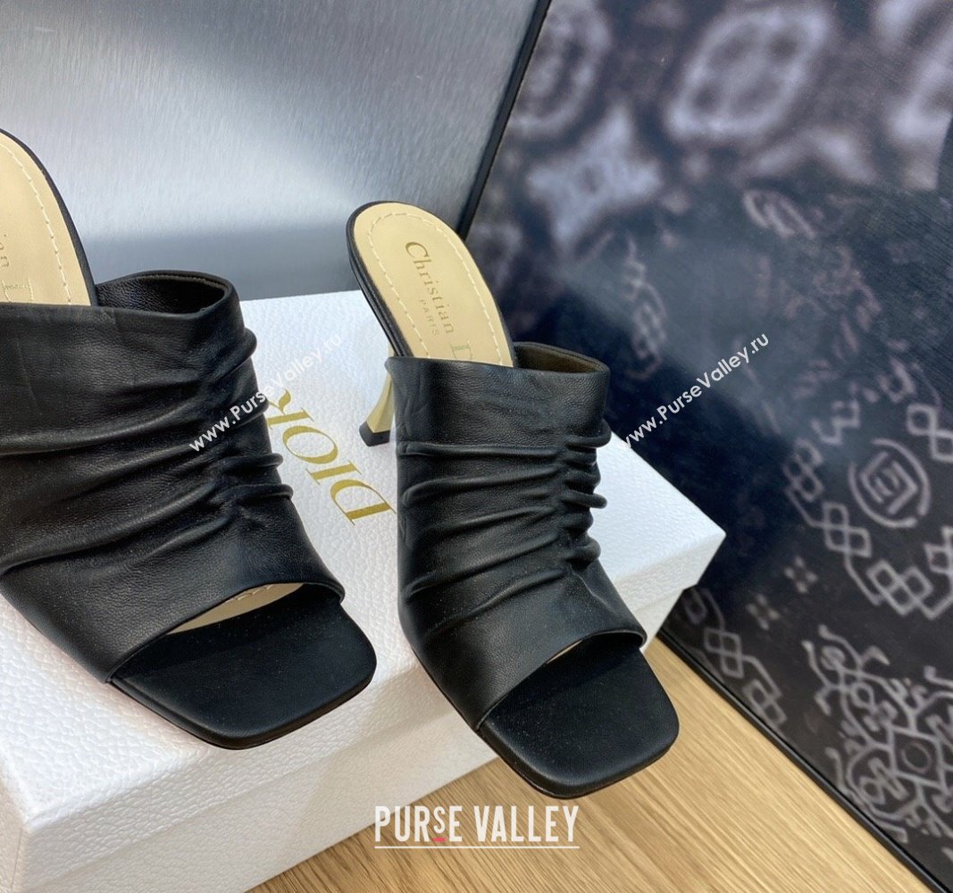 Dior Heel 7cm D-Fame Open-Toe Heeled Sandals in Calfskin Black 2024 (modeng-23120926)