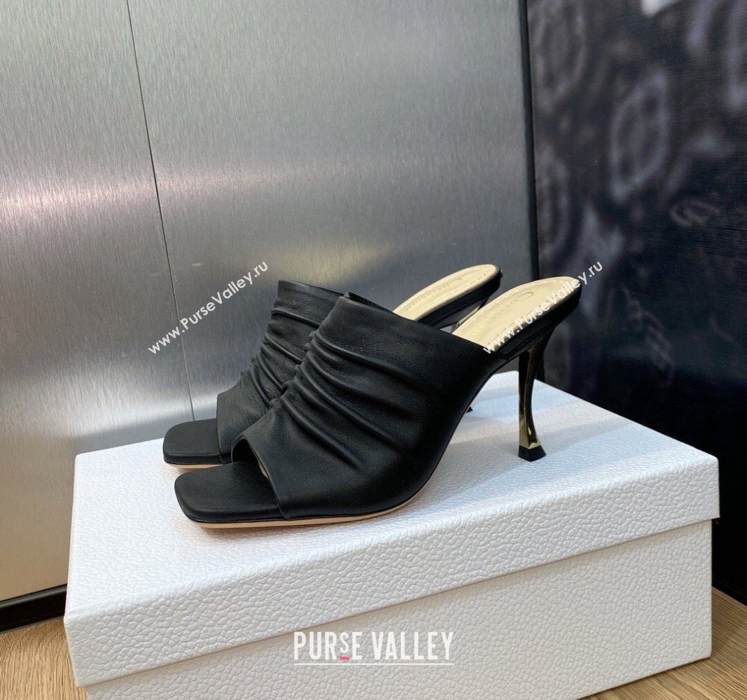 Dior Heel 7cm D-Fame Open-Toe Heeled Sandals in Calfskin Black 2024 (modeng-23120926)