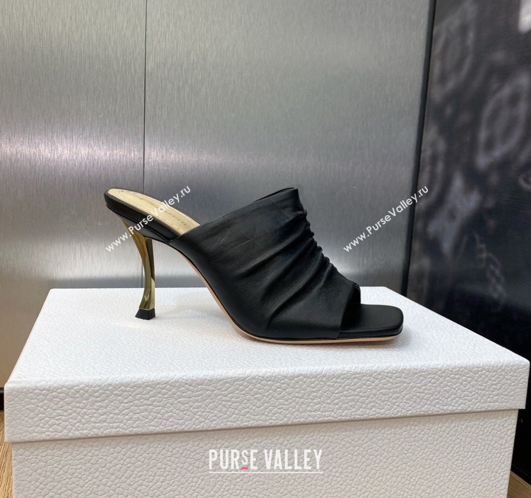 Dior Heel 7cm D-Fame Open-Toe Heeled Sandals in Calfskin Black 2024 (modeng-23120926)