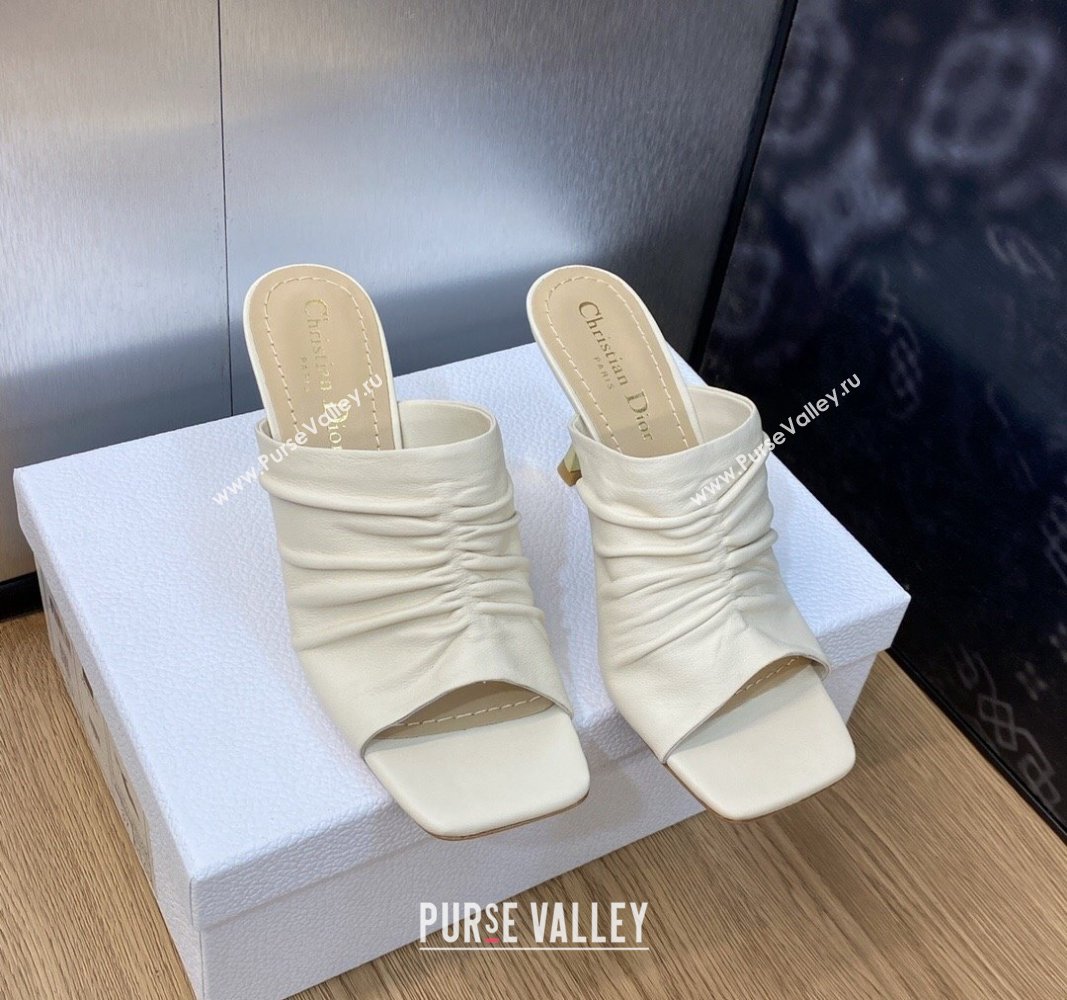 Dior Heel 7cm D-Fame Open-Toe Heeled Sandals in Calfskin White 2024 (modeng-23120927)