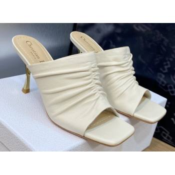 Dior Heel 7cm D-Fame Open-Toe Heeled Sandals in Calfskin White 2024 (modeng-23120927)