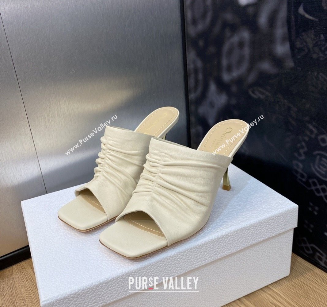 Dior Heel 7cm D-Fame Open-Toe Heeled Sandals in Calfskin White 2024 (modeng-23120927)