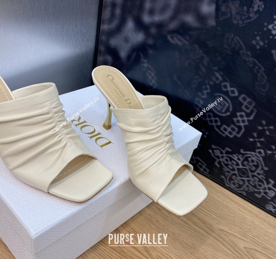 Dior Heel 7cm D-Fame Open-Toe Heeled Sandals in Calfskin White 2024 (modeng-23120927)