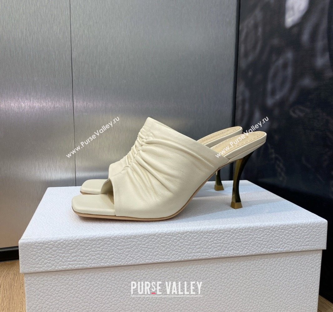 Dior Heel 7cm D-Fame Open-Toe Heeled Sandals in Calfskin White 2024 (modeng-23120927)