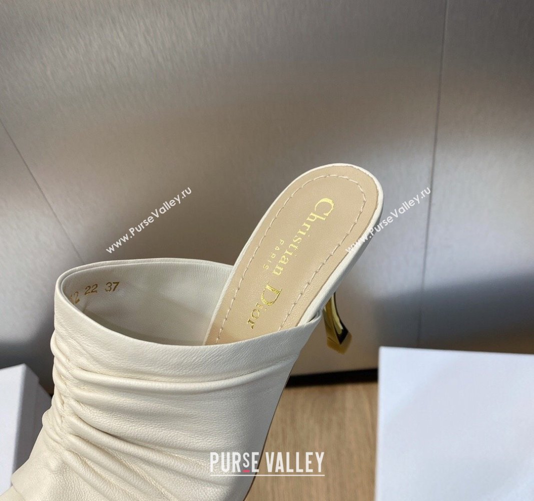 Dior Heel 7cm D-Fame Open-Toe Heeled Sandals in Calfskin White 2024 (modeng-23120927)