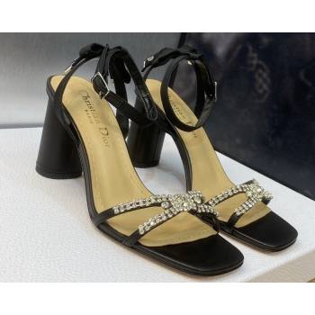 Dior Heel 8.5cm Sunset Heeled Sandals in Lambskin Black and Silver-Tone Strass 2024 (modeng-23120910)