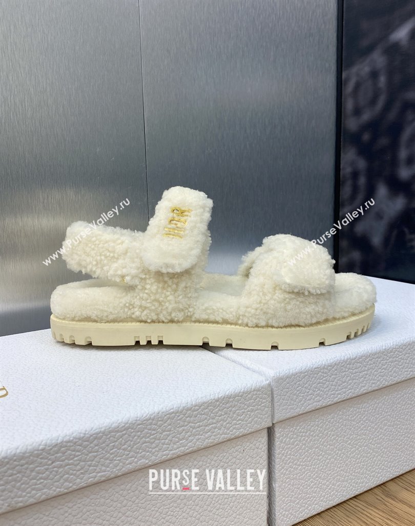 Dior Dioract Sandals in White Shearling 2024 (modeng-23120895)