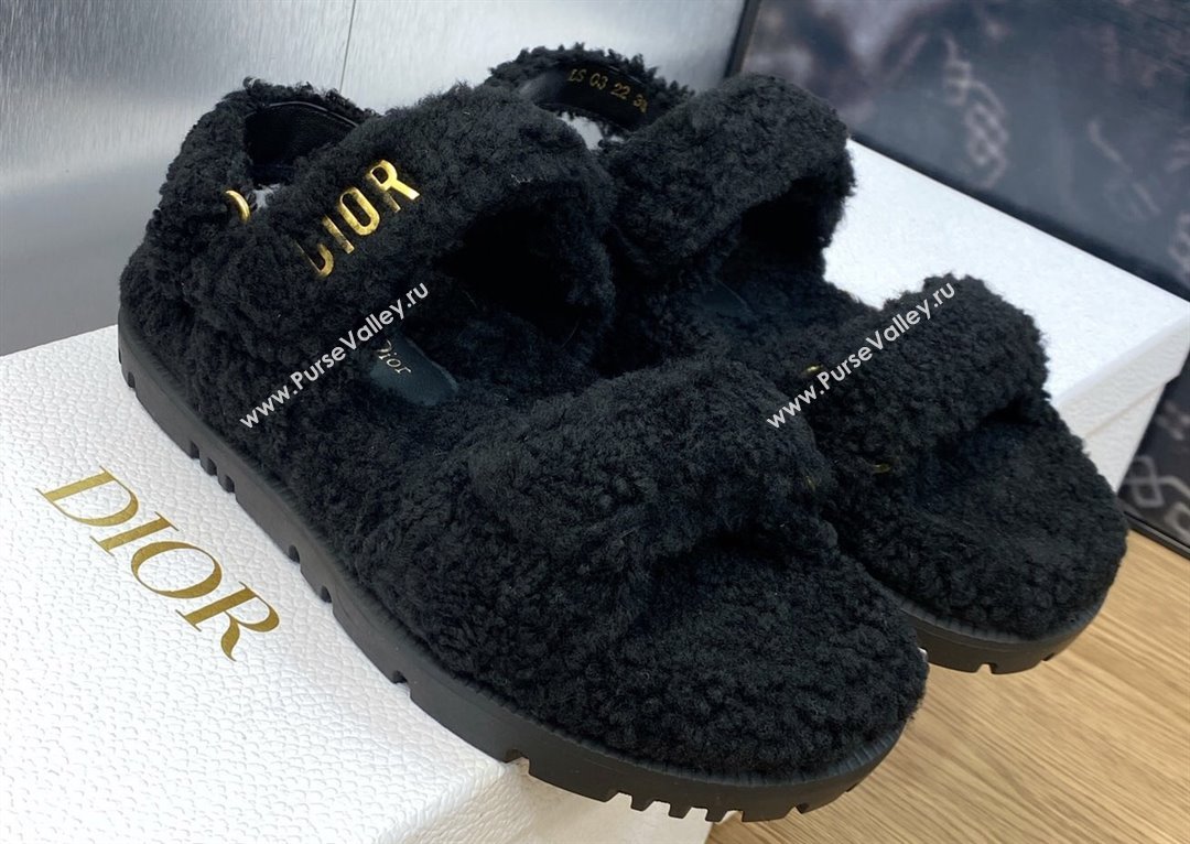 Dior Dioract Sandals in Black Shearling 2024 (modeng-23120894)