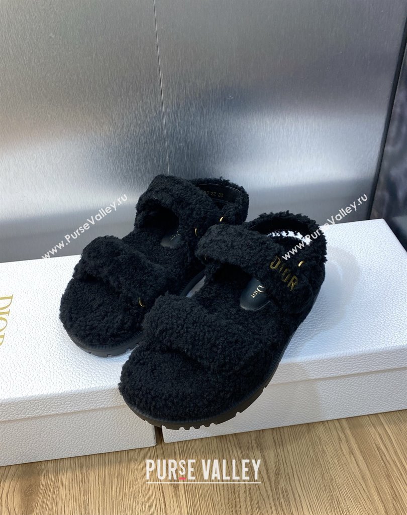 Dior Dioract Sandals in Black Shearling 2024 (modeng-23120894)