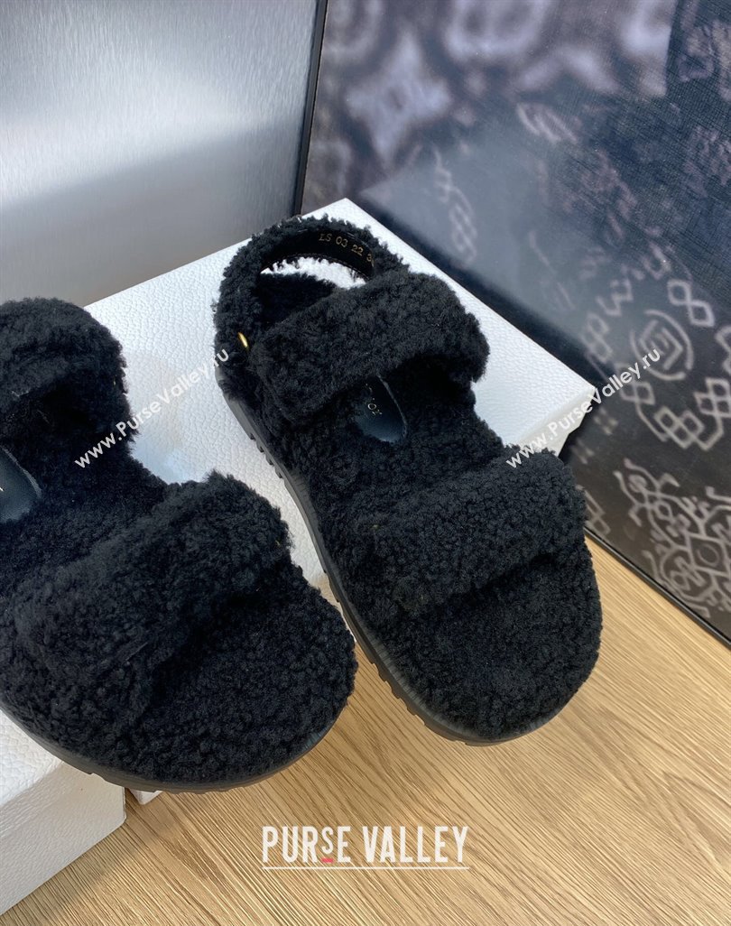 Dior Dioract Sandals in Black Shearling 2024 (modeng-23120894)