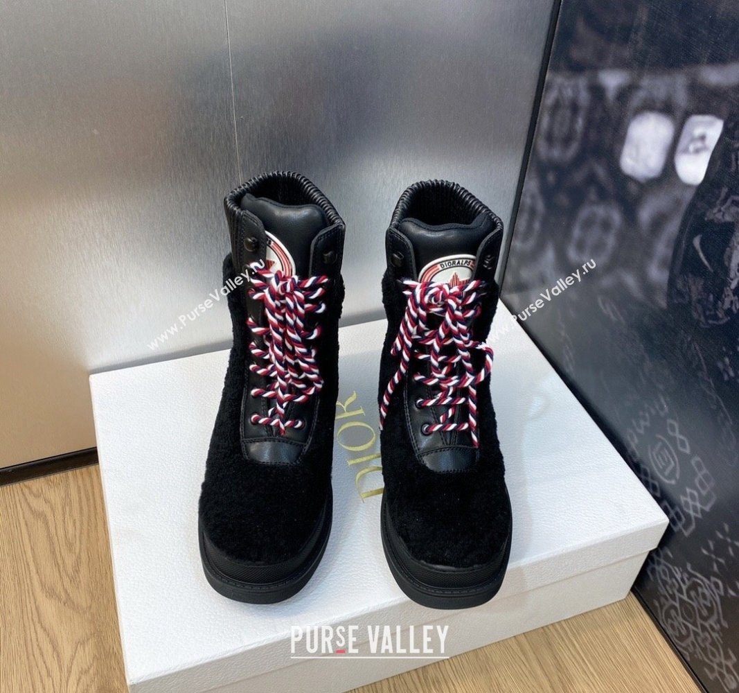 Dior D-Hike Ankle Boots in Black Shearling and Calfskin 2024 (modeng-23120824)