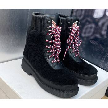Dior D-Hike Ankle Boots in Black Shearling and Calfskin 2024 (modeng-23120824)