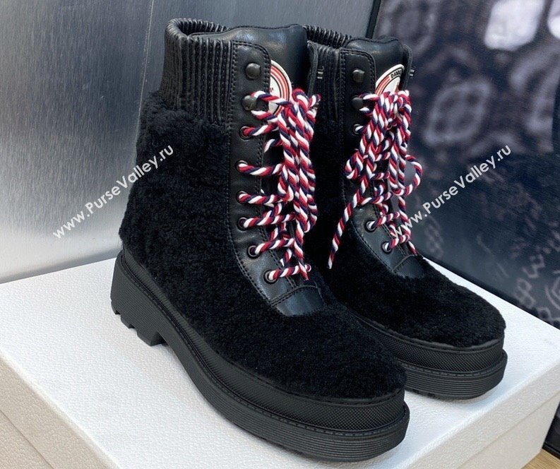 Dior D-Hike Ankle Boots in Black Shearling and Calfskin 2024 (modeng-23120824)
