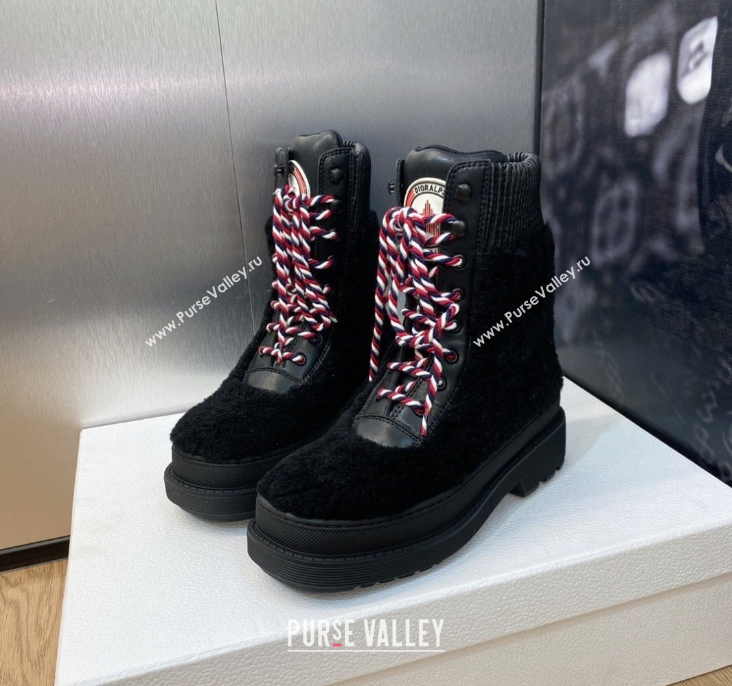 Dior D-Hike Ankle Boots in Black Shearling and Calfskin 2024 (modeng-23120824)