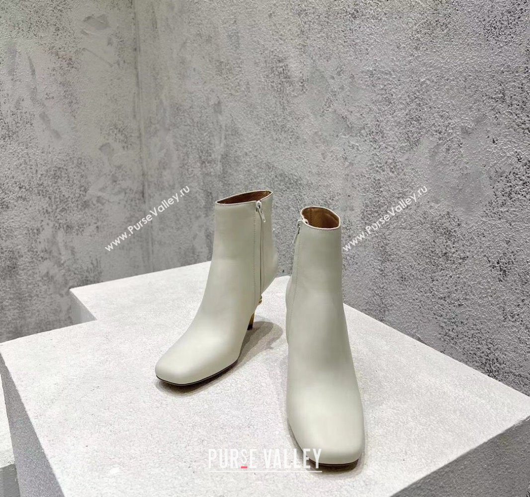Bottega Veneta Heel 8cm Leather Knot Ankle Boots White 2024 (modeng-23120812)