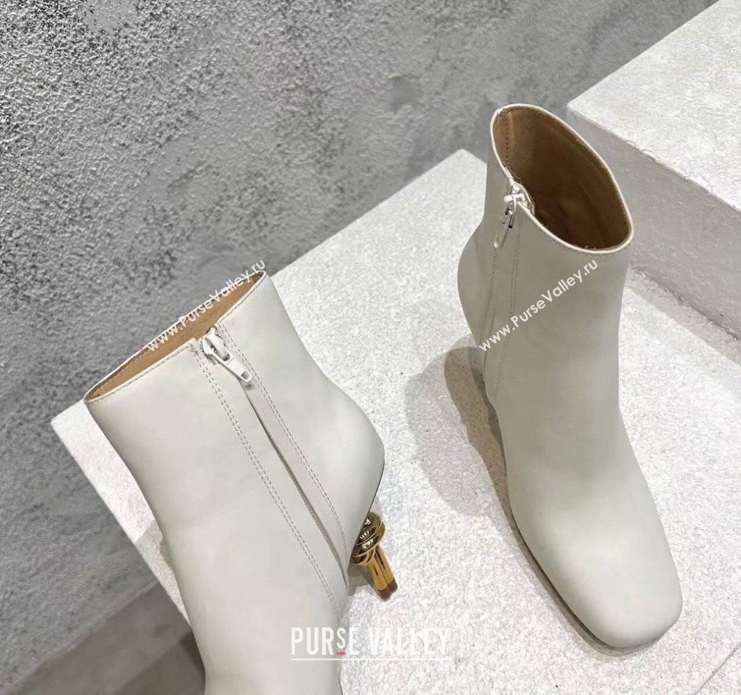 Bottega Veneta Heel 8cm Leather Knot Ankle Boots White 2024 (modeng-23120812)