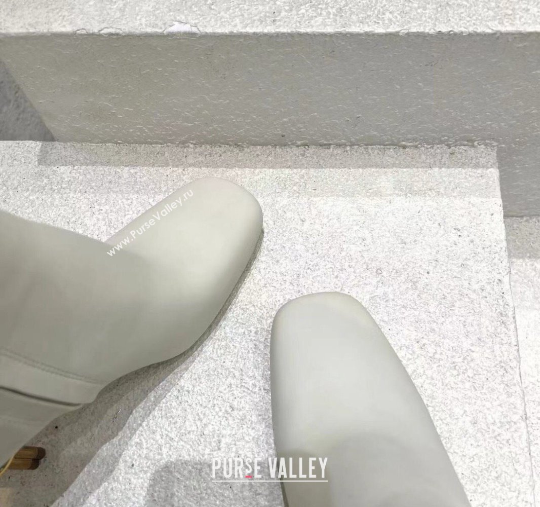 Bottega Veneta Heel 8cm Leather Knot Ankle Boots White 2024 (modeng-23120812)