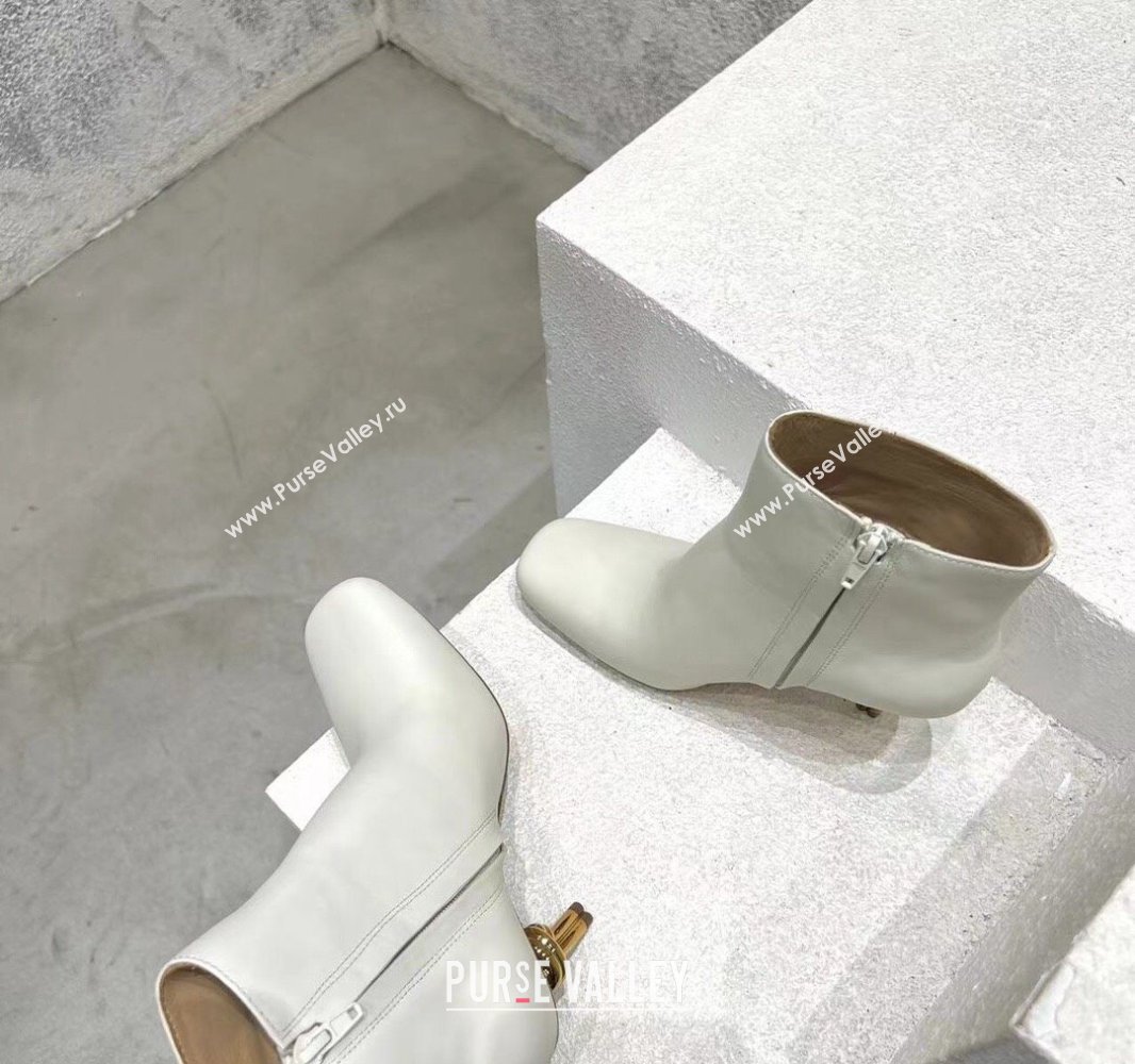 Bottega Veneta Heel 8cm Leather Knot Ankle Boots White 2024 (modeng-23120812)