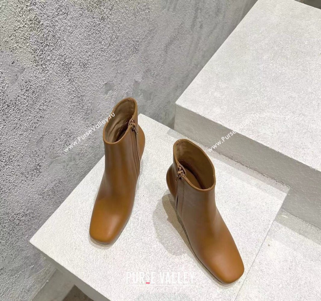 Bottega Veneta Heel 8cm Leather Knot Ankle Boots Brown 2024 (modeng-23120813)