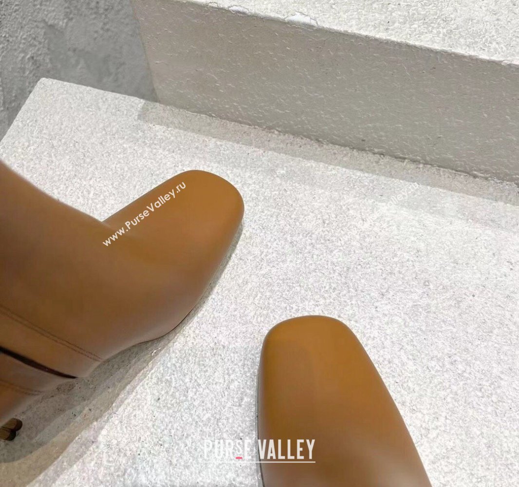 Bottega Veneta Heel 8cm Leather Knot Ankle Boots Brown 2024 (modeng-23120813)