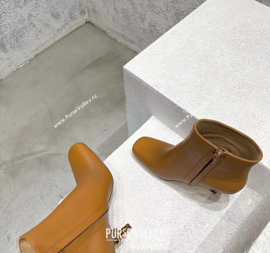 Bottega Veneta Heel 8cm Leather Knot Ankle Boots Brown 2024 (modeng-23120813)