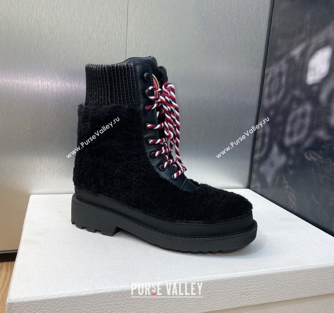 Dior D-Hike Ankle Boots in Black Shearling and Calfskin 2024 (modeng-23120824)
