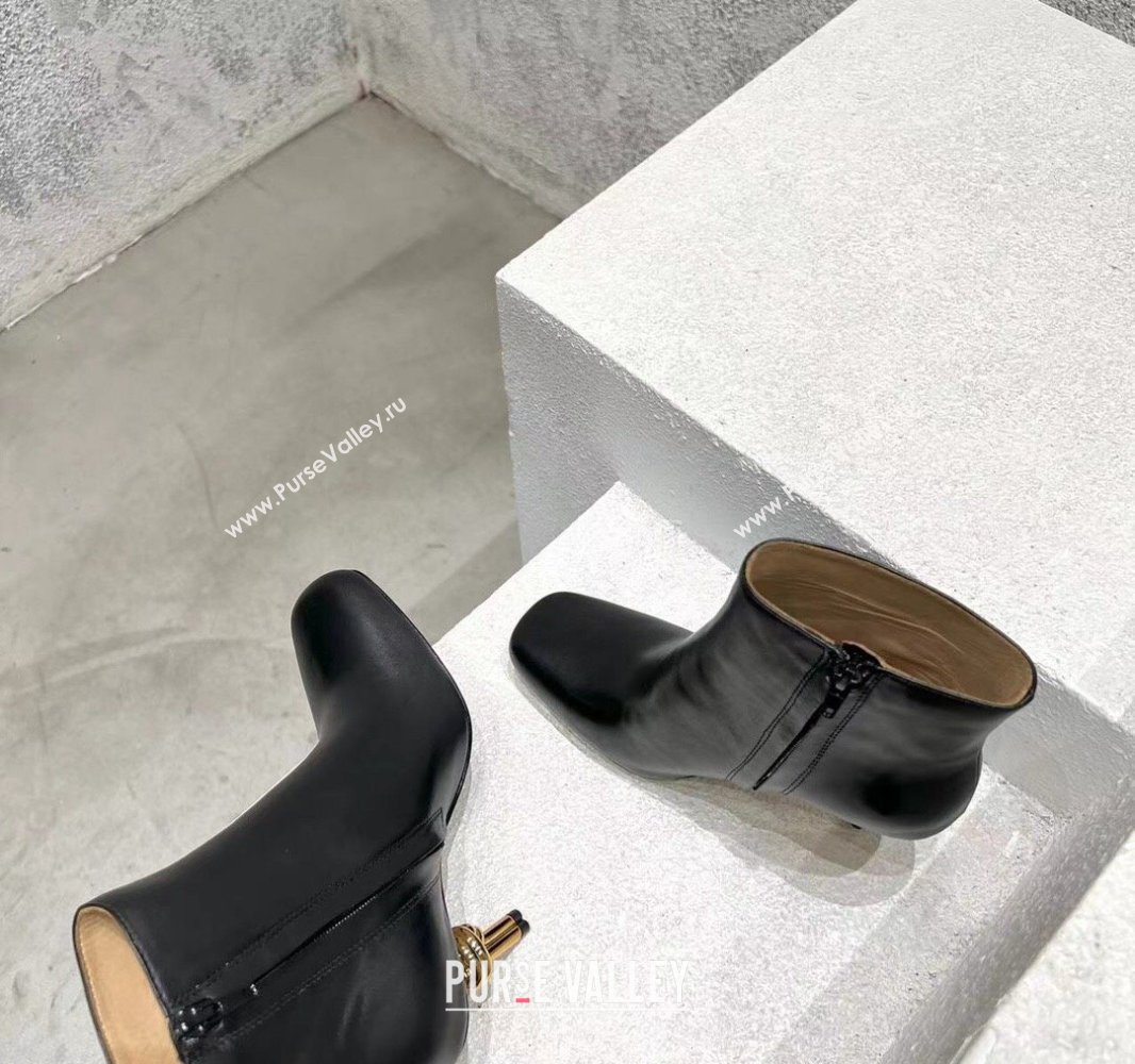Bottega Veneta Heel 8cm Leather Knot Ankle Boots Black 2024 (modeng-23120811)