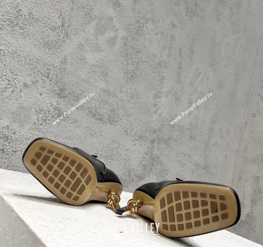 Bottega Veneta Heel 8cm Leather Knot Ankle Boots Black 2024 (modeng-23120811)