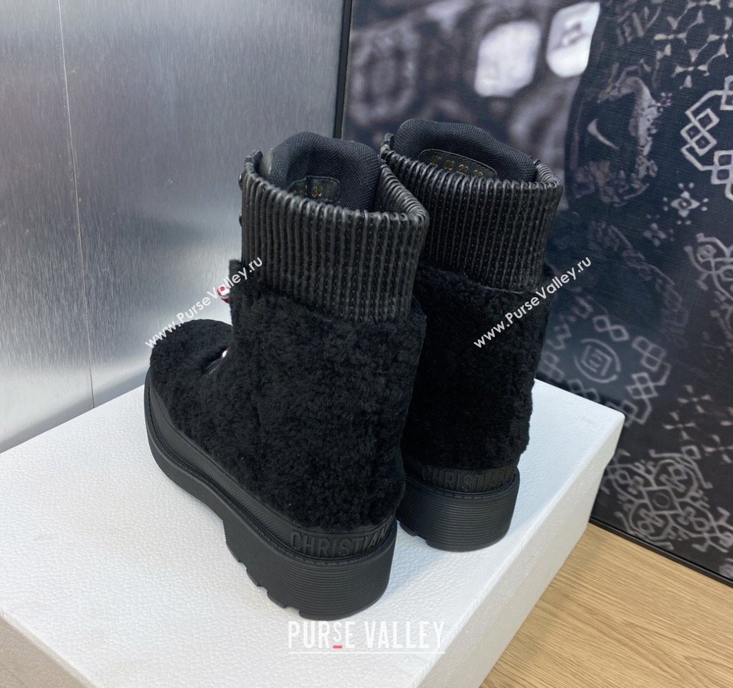 Dior D-Hike Ankle Boots in Black Shearling and Calfskin 2024 (modeng-23120824)