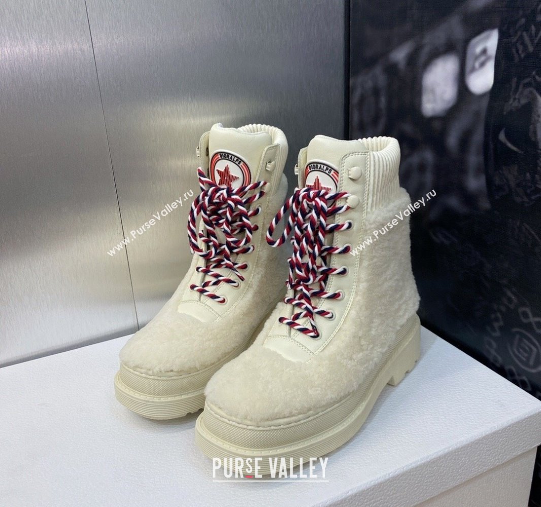 Dior D-Hike Ankle Boots in White Shearling and Calfskin 2024 (modeng-23120825)