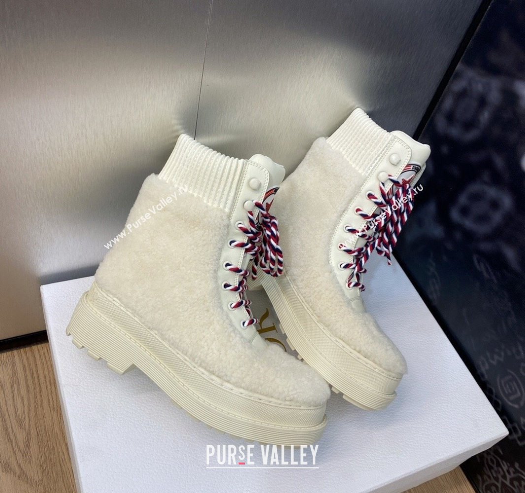 Dior D-Hike Ankle Boots in White Shearling and Calfskin 2024 (modeng-23120825)